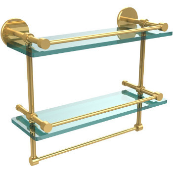 16'' Polished Brass Hardware Shelves with Towel Bar