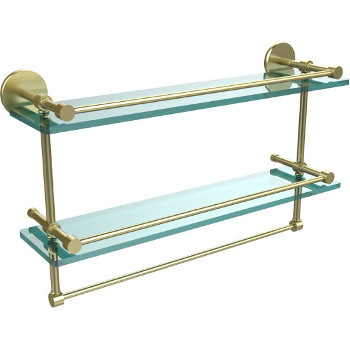 22'' Satin Brass Hardware Shelves with Towel Bar
