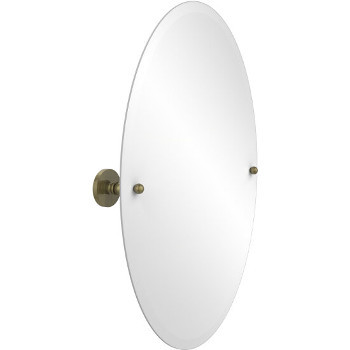 Oval Mirror with Antique Brass Hardware