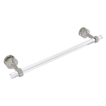 Allied Brass Pacific Beach Collection 18'' Shower Door Towel Bar with Grooved Accents in Satin Nickel