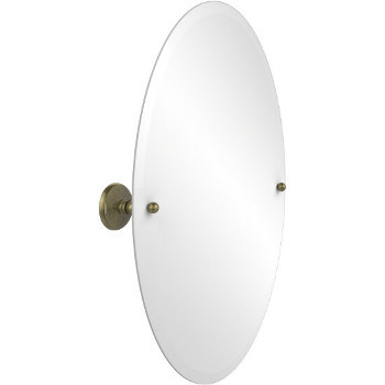 Oval Mirror with Antique Brass Hardware