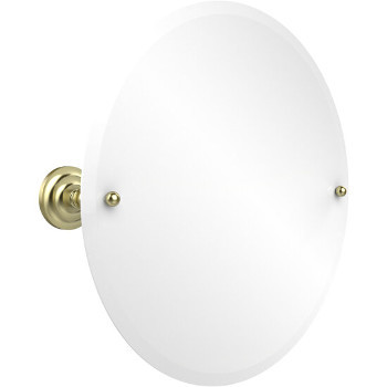 Circular Mirror with Satin Brass Hardware