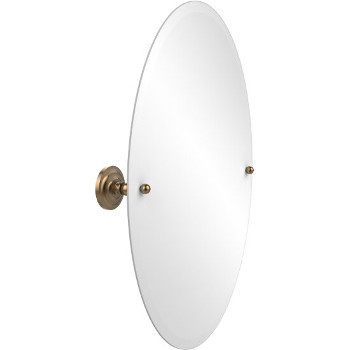 Oval Mirror with Brushed Bronze Hardware
