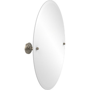 Oval Mirror with Pewter Hardware