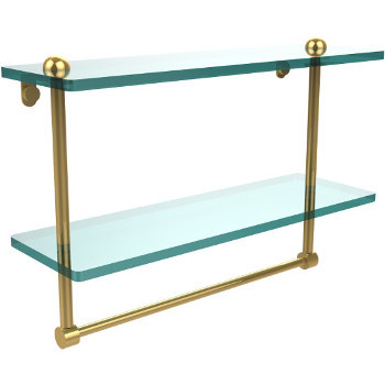 16'' Shelves with Polished Brass and Towel Bar Hardware