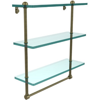 16'' Shelves with Antique Brass and Towel Bar Hardware