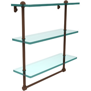 16'' Shelves with Antique Bronze and Towel Bar Hardware