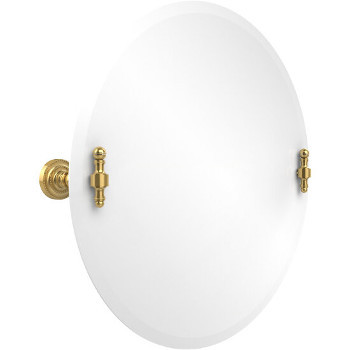 Circular Mirror with Polished Brass Hardware
