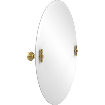 Oval Mirror with Polished Brass Hardware