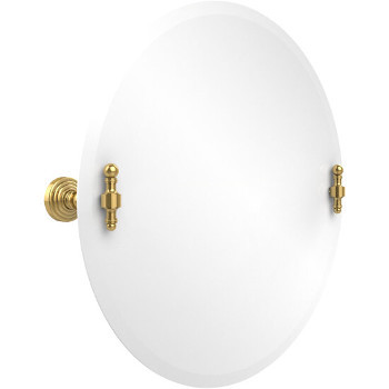 Circular Mirror with Polished Brass Hardware