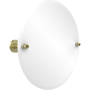 Circular Mirror with Satin Brass Hardware