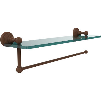 16'' Shelves with Antique Bronze and Paper Towel Roll Holder Hardware