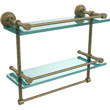 16'' Shelves with Antique Brass and Towel Bar Hardware