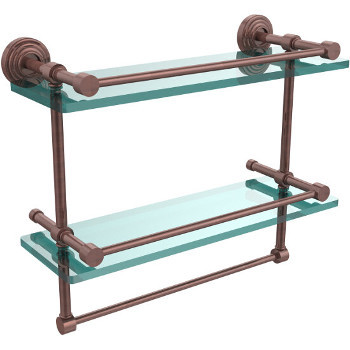 16'' Shelves with Antique Copper and Towel Bar Hardware