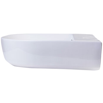 Alfi brand Porcelain Wall Mounted Bath Sink, 19-3/4'' W x 18-7/8'' D x 5-1/2'' H, 20'' White D-Bowl Sink, Product Side View