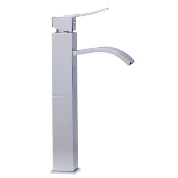 Alfi brand Tall Polished Chrome Tall Square Body Curved Spout Single Lever Bathroom Faucet