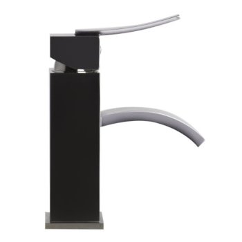 Alfi brand Brushed Nickel Square Body Curved Spout Single Lever Bathroom Faucet