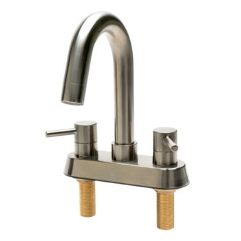 ALFI brand Two-Handle 4" Centerset Bathroom Faucet in Brushed Nickel, Faucet Height: 7-7/8" H, Spout Reach: 4-3/8" D, Spout Height: 4-5/8" H