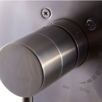 Alfi brand Pressure Balanced Round Shower Mixer, 7-7/8'' Diameter x 3'' H, Brushed Nickel, Close Up View
