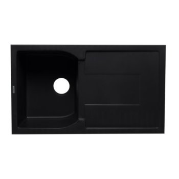 Alfi brand Black 34" Single Bowl Granite Composite Kitchen Sink with Drainboard, 33-7/8" W x 19-3/4" D x 9-1/16" H