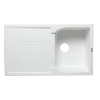 Alfi brand White 34" Single Bowl Granite Composite Kitchen Sink with Drainboard, 33-7/8" W x 19-3/4" D x 9-1/16" H