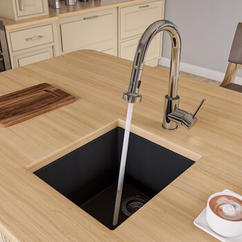 Alfi brand Black 17" Undermount Rectangular Granite Composite Kitchen Prep Sink, 16-1/8" W x 17" D x 8-1/4" H