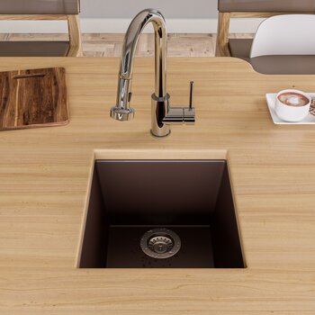 ALFI brand 17" Undermount Rectangular Granite Composite Kitchen Prep Sink in Chocolate, 16-1/8" W x 17" D x 8-1/4" H
