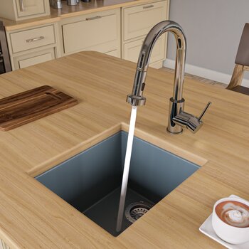 ALFI brand 17" Undermount Rectangular Granite Composite Kitchen Prep Sink in Titanium, 16-1/8" W x 17" D x 8-1/4" H