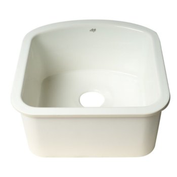 ALFI brand 17" Fireclay Undermount D-Shaped Kitchen Sink in White, 17-5/8" W x 17-5/8" D x 8-5/8" H