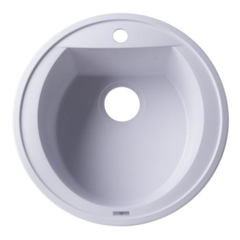 Alfi brand White 20" Drop-In Round Granite Composite Kitchen Prep Sink, 20" Diameter x 8" H