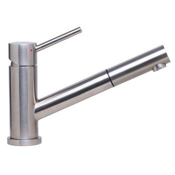 Alfi brand Solid Pull Out Single Hole Kitchen Faucet, 6-1/2'' H, Brushed Stainless Steel Side View