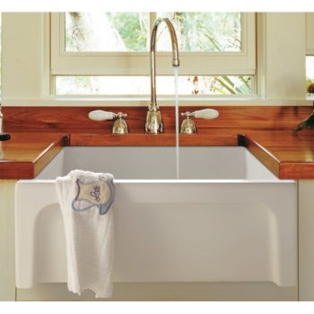 Alfi brand 24" White Arched Apron Thick Wall Fireclay Single Bowl Farm Sink, 23-5/8" W x 18" D x 10" H
