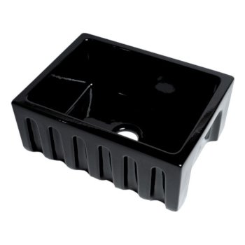 Black Gloss 24" Smooth / Fluted Fireclay Farm Sink