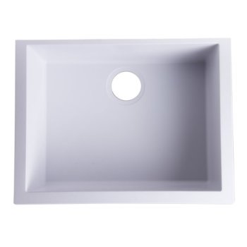 Alfi brand White 24" Undermount Single Bowl Granite Composite Kitchen Sink, 23-5/8" W x 16-7/8" D x 8-1/4" H