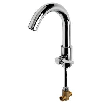 ALFI brand Deck Mounted Tub Filler with Hand Held Showerhead, Faucet Height: 13-5/8'' H, Spout Reach: 9-1/8'' D, Spout Height: 10'' H, Polished Chrome, Product Faucet Side View