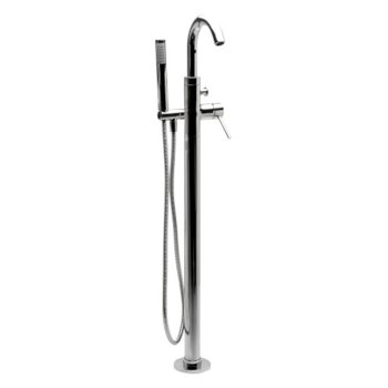 Polished Chrome Single Lever Floor Mounted Tub Filler Mixer