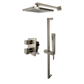 ALFI brand 2-Way Thermostatic Square Shower Set in Brushed Nickel