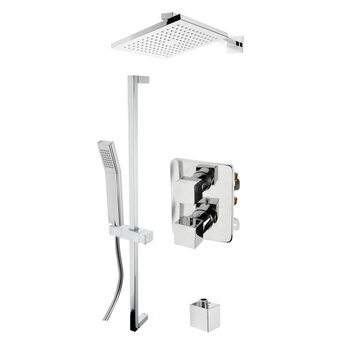 ALFI brand 2-Way Thermostatic Square Shower Set in Polished Chrome, Shower Height: 26'' H, Spout Reach: 15-7/8'' D, Included Items