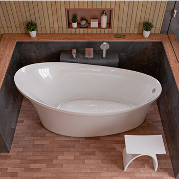 Alfi brand Deck Mounted Tub Filler with Hand Held Showerhead, Brushed Nickel Installed Bathroom Overhead View