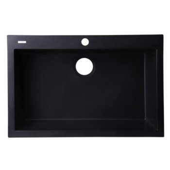 Alfi brand Black 30" Drop-In Single Bowl Granite Composite Kitchen Sink, 29-7/8" W x 19-7/8" D x 8-1/4" H