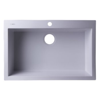 Alfi brand White 30" Drop-In Single Bowl Granite Composite Kitchen Sink, 29-7/8" W x 19-7/8" D x 8-1/4" H