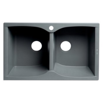 ALFI brand 32" Drop-In Double Bowl Granite Composite Kitchen Sink in Titanium, 31-1/8" W x 19-2/3" D x 9-1/4" H