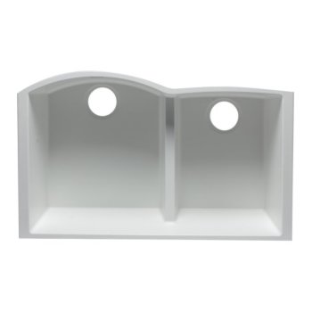 Alfi brand White 33" Double Bowl Undermount Granite Composite Kitchen Sink, 33" W x 20-3/4" D x 9-7/8" H