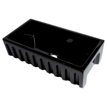 36" Black Gloss Smooth / Fluted Fireclay Farm Sink