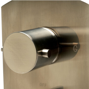ALFI brand Round Knob 1-Way Thermostatic Shower Mixer in Brushed Nickel, 5-1/4'' W x 5-3/4'' D x 8-3/4'' H, Brushed Nickel, Close Up View