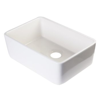 Alfi brand Biscuit 23" Smooth Apron  Fireclay Single Bowl Farmhouse Kitchen Sink, 23-3/8" W x 16-1/8" D x 8" H