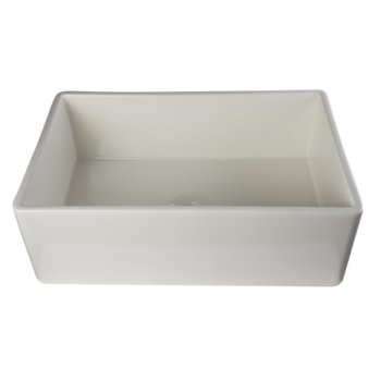 Alfi brand Biscuit 30" Contemporary Smooth Apron Fireclay Farmhouse Kitchen Sink, 29-7/8" W x 19-3/4" D x 10" H