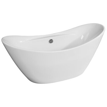 Alfi brand 68'' White Oval Acrylic Free Standing Soaking Bathtub, 67-3/4'' W x 29-1/8'' D x 29-1/8'' H, 68'' White Oval Soaking Bathtub, Product Angle View