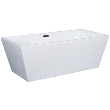Alfi brand 67'' White Rectangular Acrylic Free Standing Soaking Bathtub, 66-3/4'' W x 31-1/2'' D x 23-5/8'' H, 67'' White Rectangular Soaking Bathtub, Product Angle View