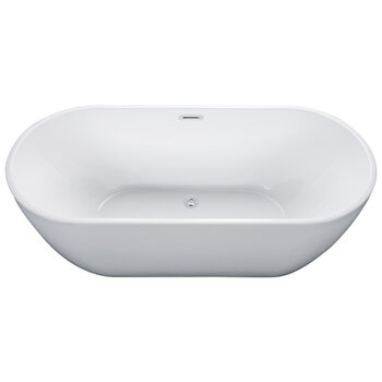 Alfi brand 67'' White Oval Acrylic Free Standing Soaking Bathtub, 66-7/8'' W x 29-1/2'' D x 22-7/8'' H, 67'' White Oval Soaking Bathtub, Product Overhead View